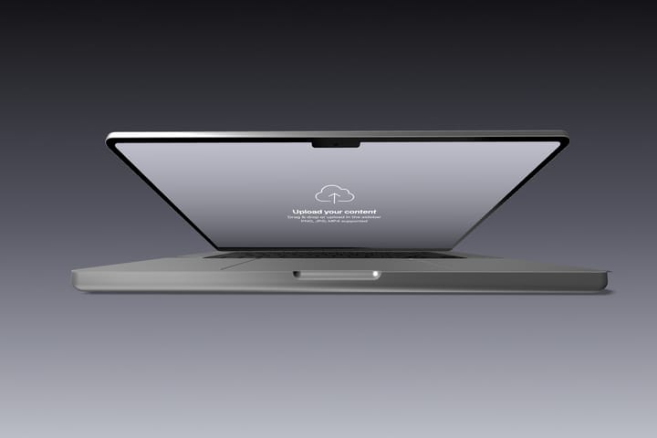 Premium looking Macbook Pro laptop mockup rendered in Morflax Studio