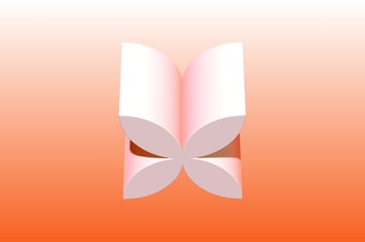 Orange abstract 3D flower object.